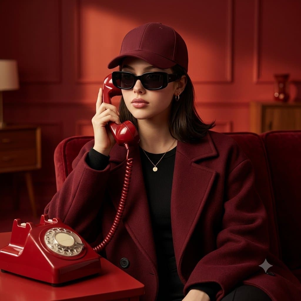 Retro Red Telephone Portrait