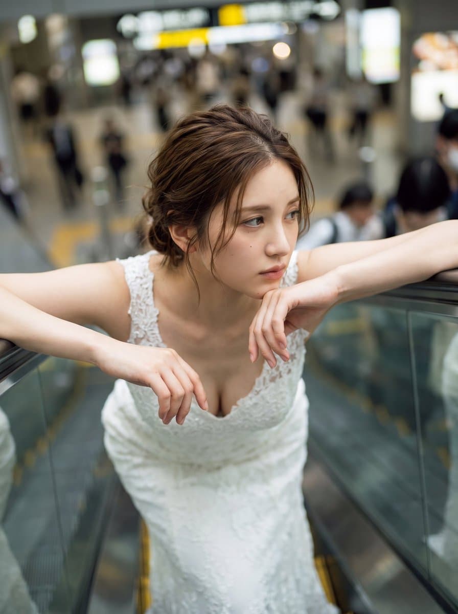 Escalator Dreaming Bride in Osaka Station