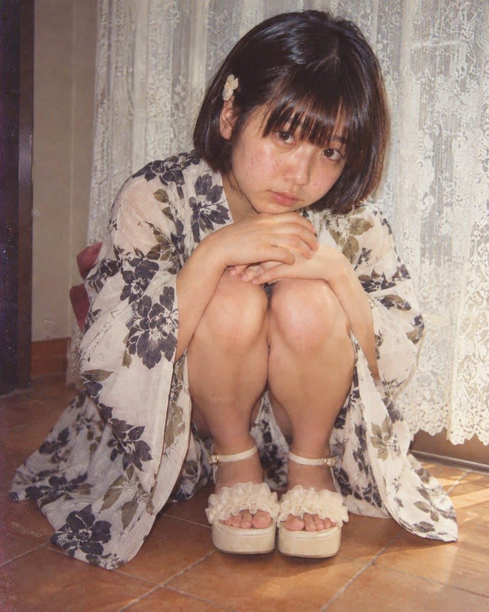 Showa Retro Portrait of Girl in Floral Kimono