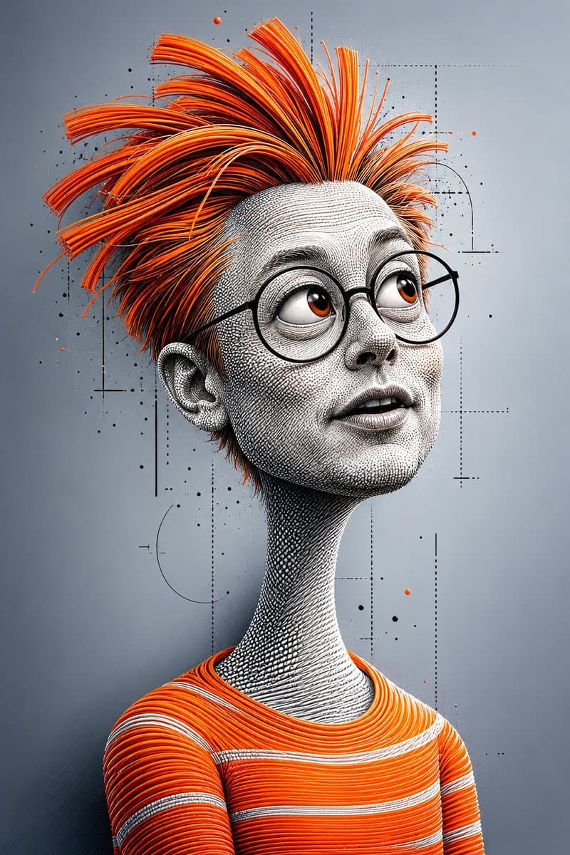 3D Caricature Portrait with Bead Texture