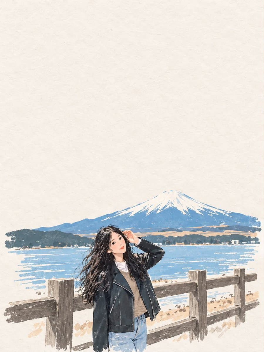 Japanese Travel Journal Watercolor Illustration