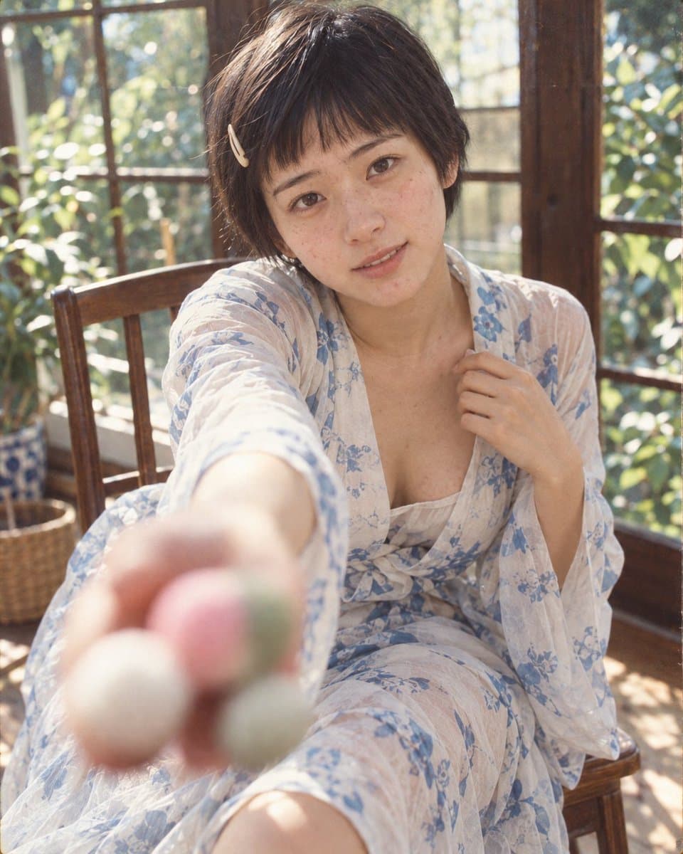 Portrait of Woman Offering Candy