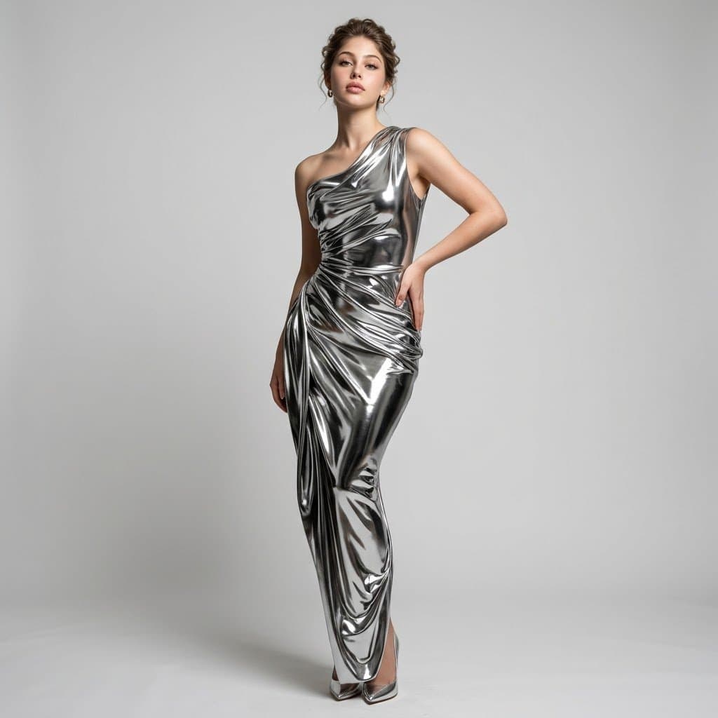 Liquid Metal Gown Portrait Prompt