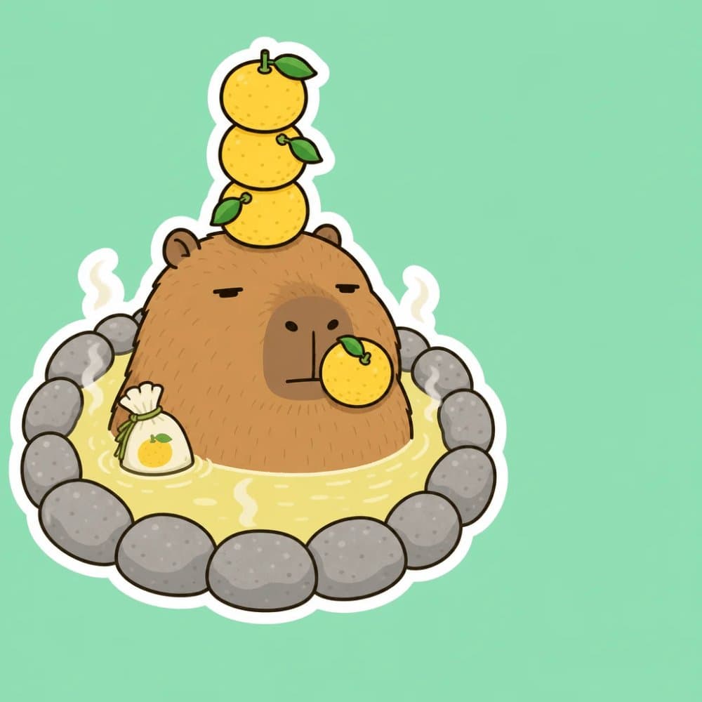 Capybara Yuzu Hot Spring Sticker