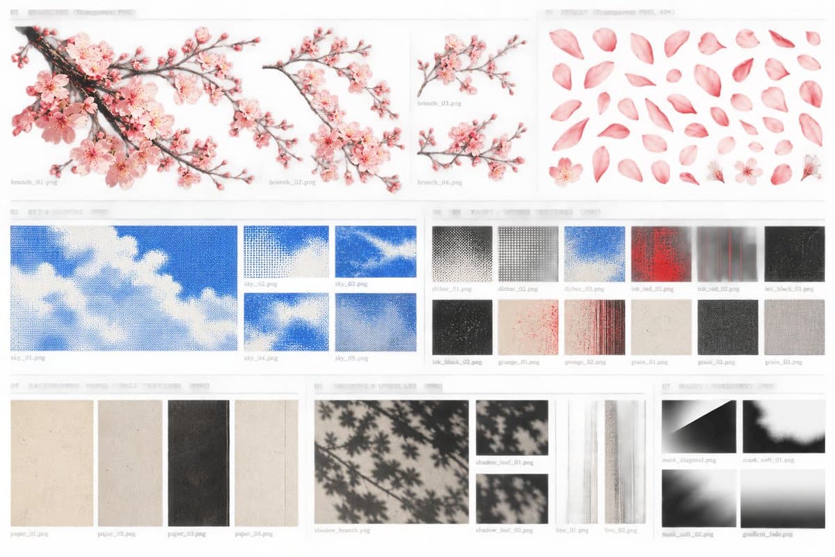 Cherry Blossom & Texture Asset Sheet
