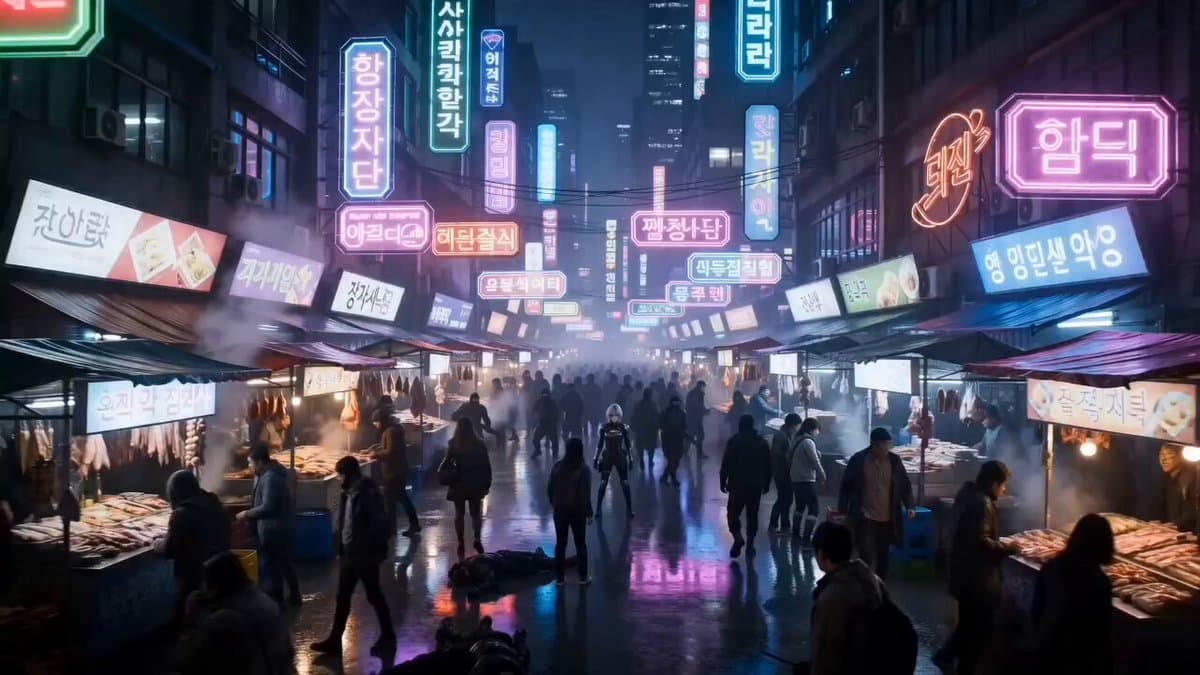 Cyberpunk Neon Market Fight