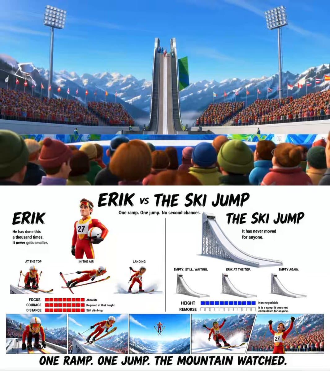 Pixar Style Ski Jump Animation