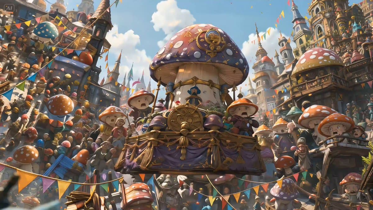 Festive Mushroom City Anime Chase