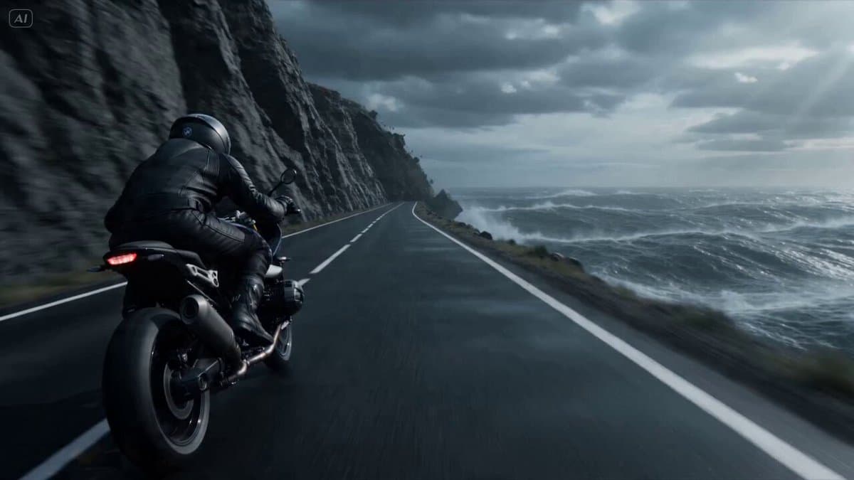 Cliffside Highway Coastal Disaster Video Prompt