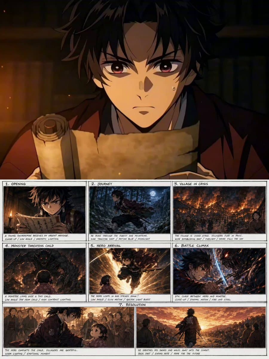 Demon Slayer Style Anime Storyboard