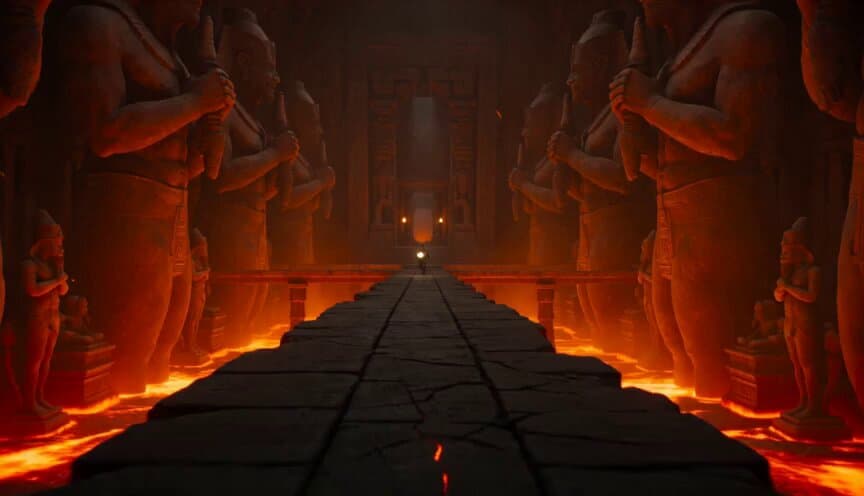 Volcano Temple Chase Sequence