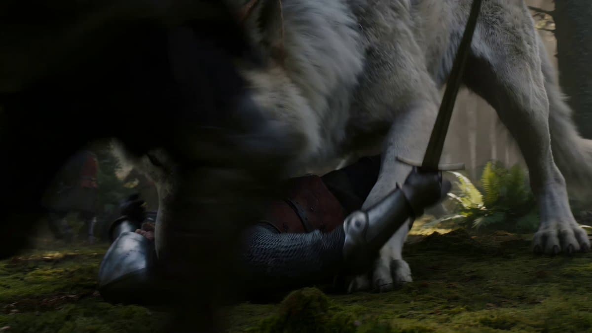 Medieval Battle with Giant Wolf