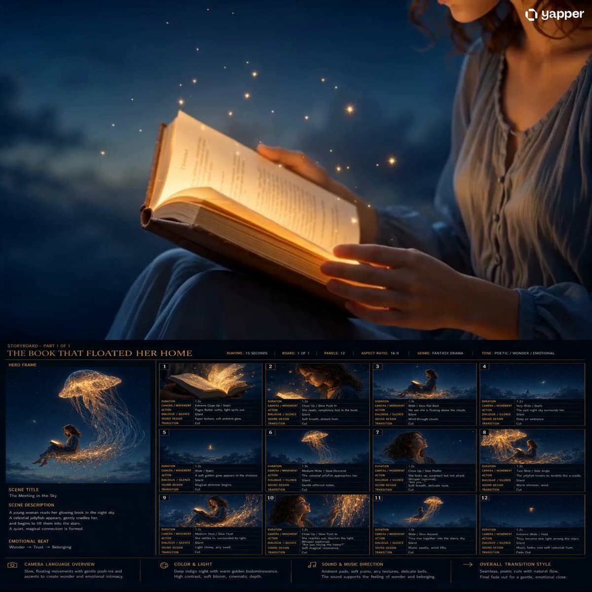 Floating Book and Celestial Jellyfish Guardian