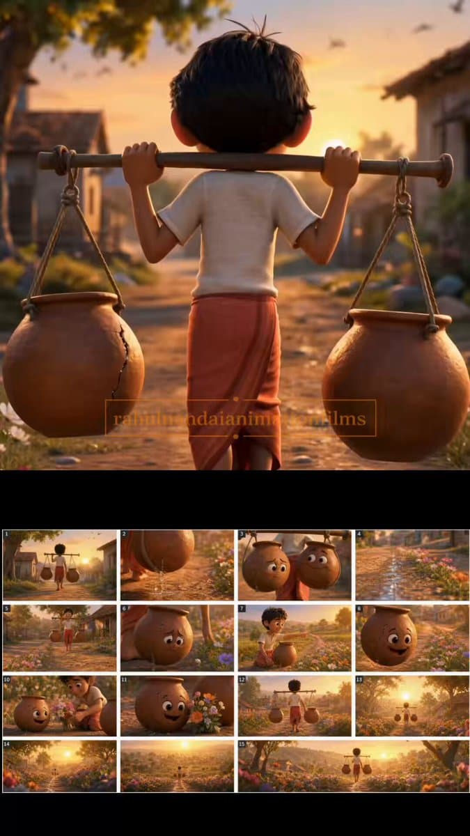 The Cracked Water Pot Pixar Style Animated Short
