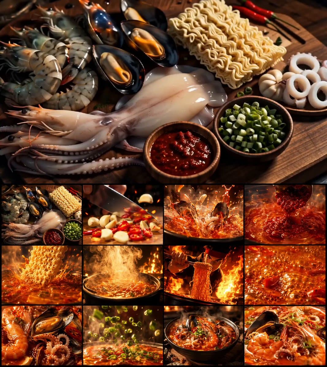 Korean Seafood Ramen Animation