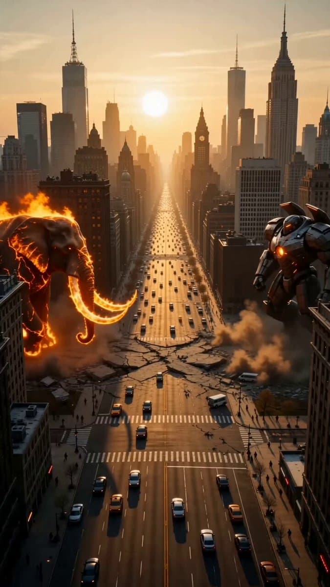Elephant vs Mech Cinematic Action