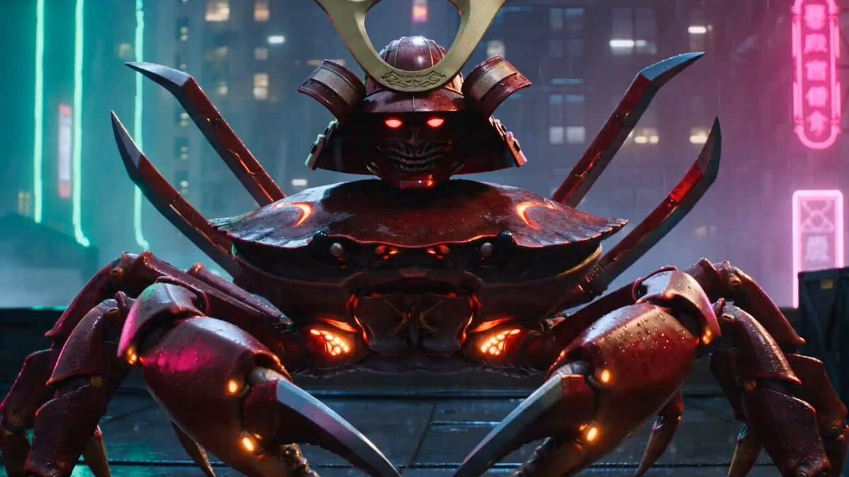 Neon Cyberpunk Crab Samurai Action