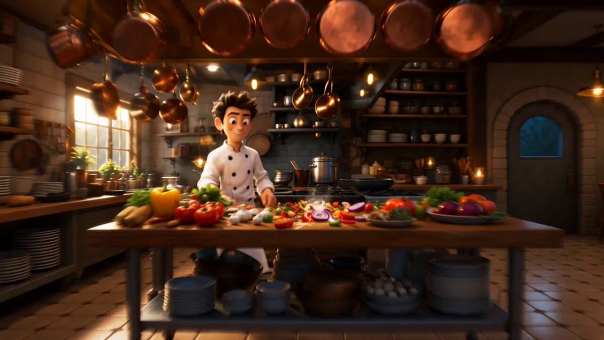Pixar Style Animated Chef Action