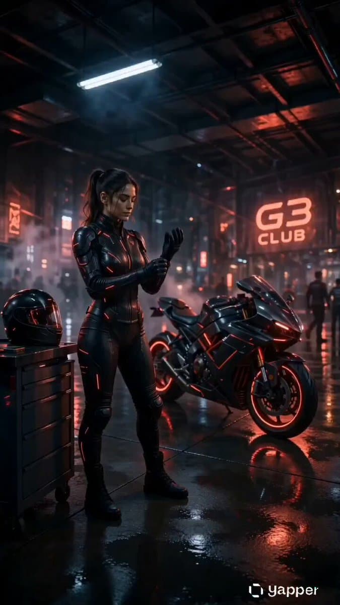 Cyberpunk Neon Motorcycle Action