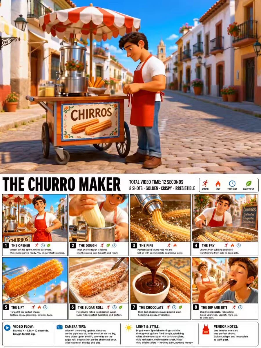 Pixar Style Churro Maker Animation