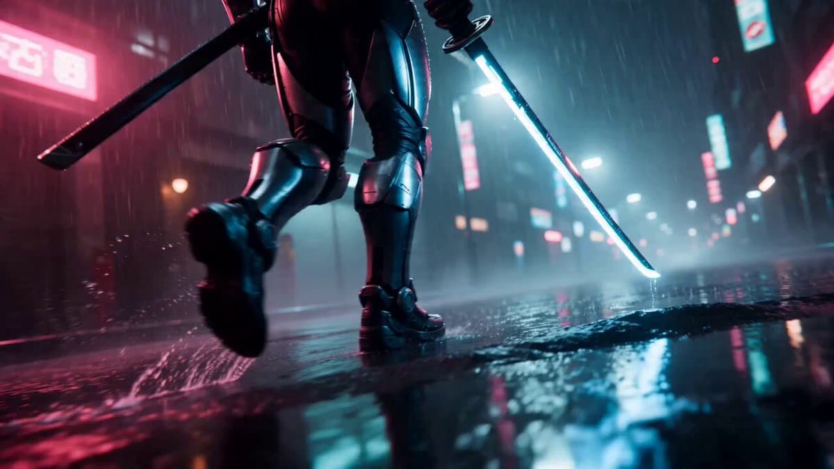 Cyberpunk Neon Samurai Duel