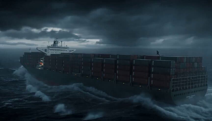Stormy Cargo Ship Runner Action