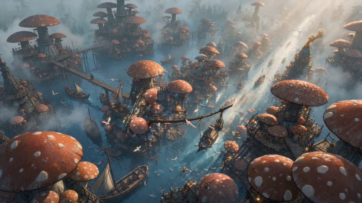 Mushroom Port Town Anime Escape