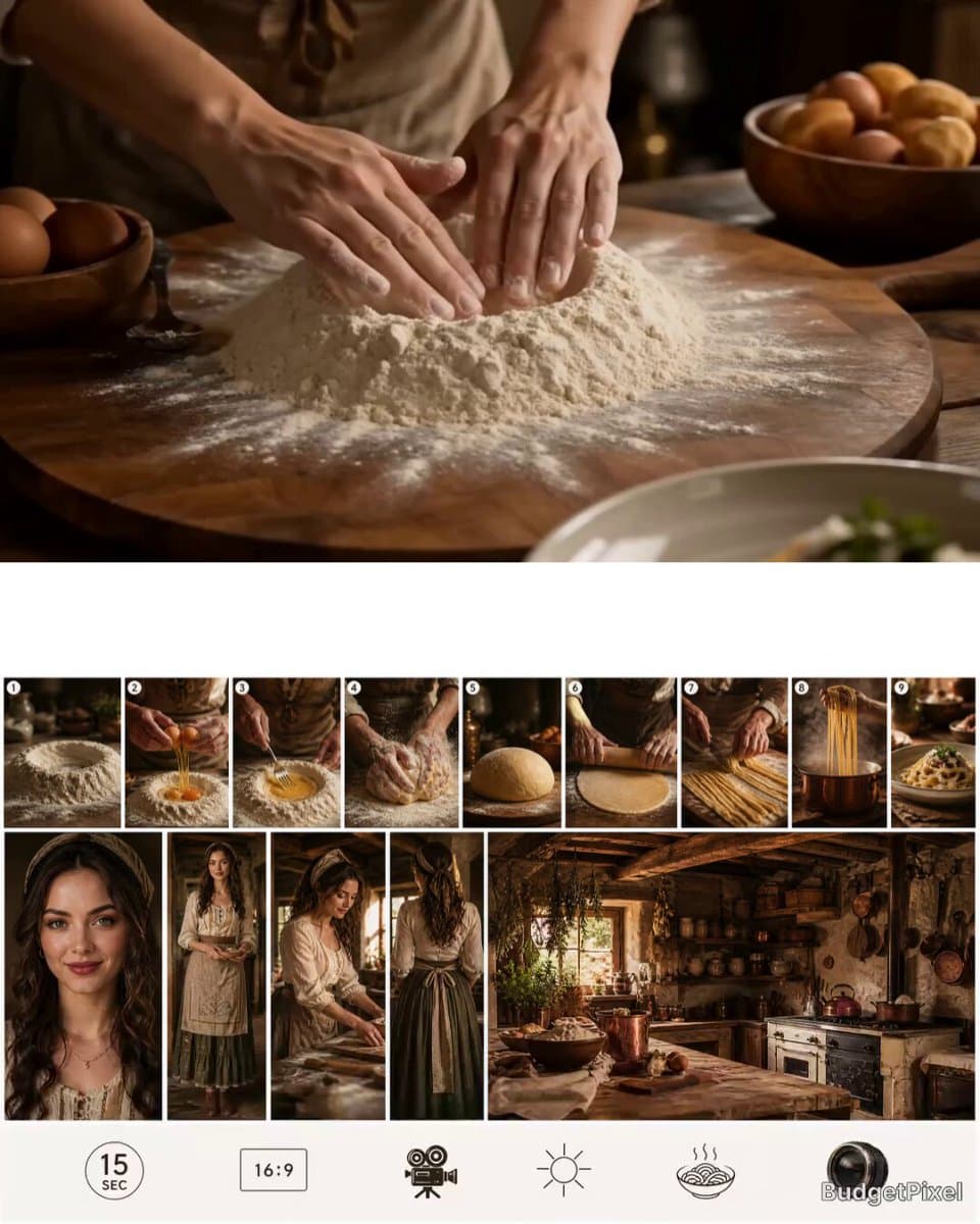 Chronological Pasta Cooking Storyboard
