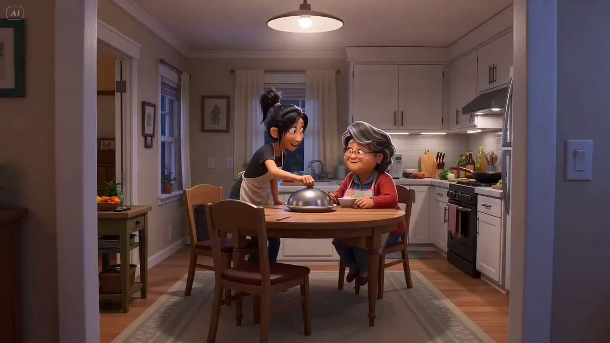 Pixar Style Mother Daughter Cooking Animation
