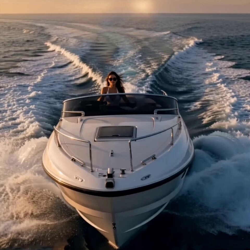 Cinematic Luxury Lifestyle Speedboat Scene