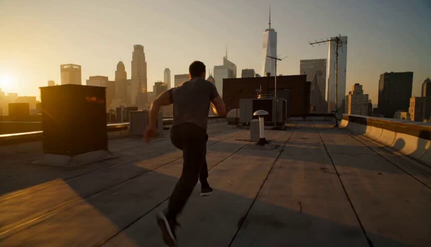 Golden Hour Rooftop Parkour Chase