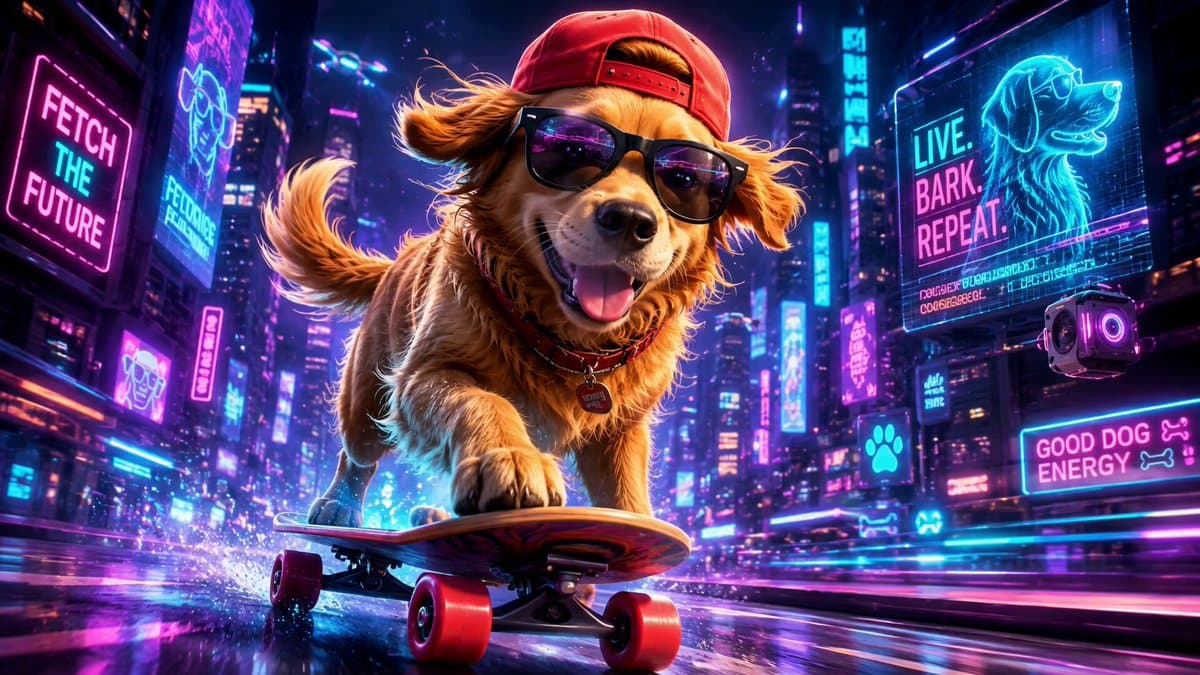 Cyber-City Skateboard Dog Animation