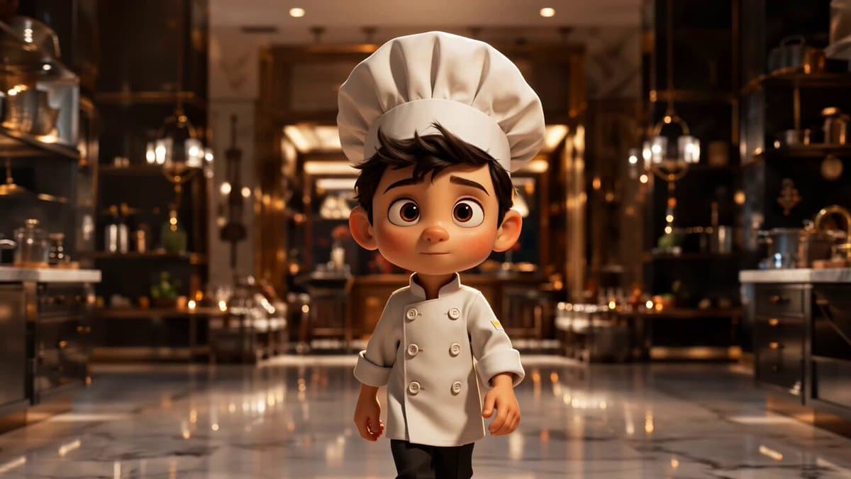 Cartoon Chef Boy Hotel Kitchen Sequence