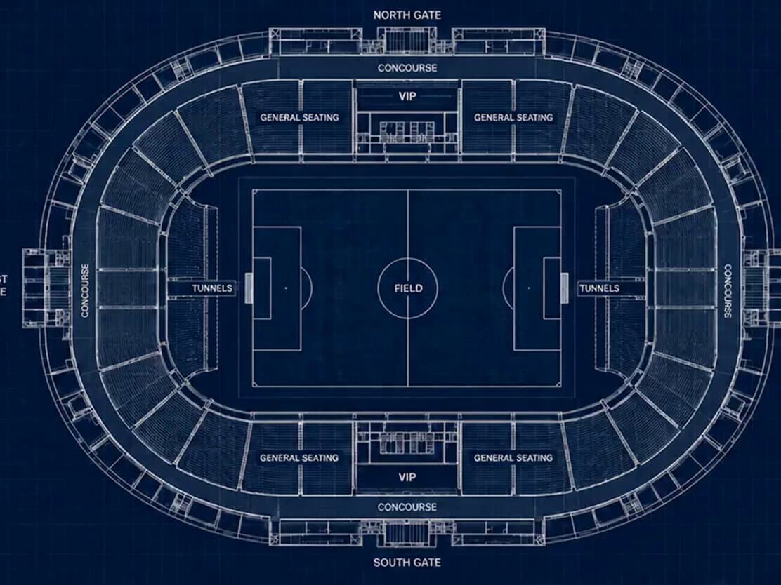 Stadium Construction Blueprint Timelapse