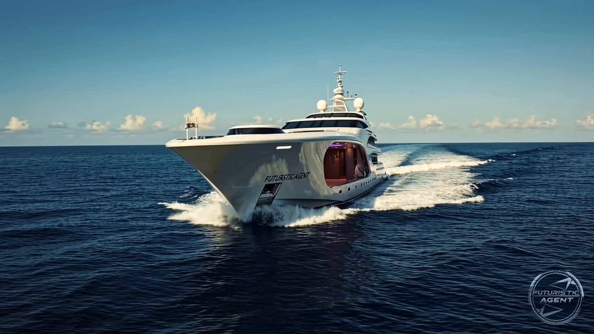 Futuristic Yacht Tracking Shot