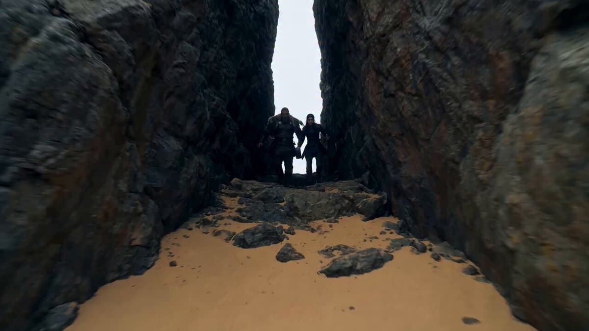 Viking Warrior and Massive Sand Worm