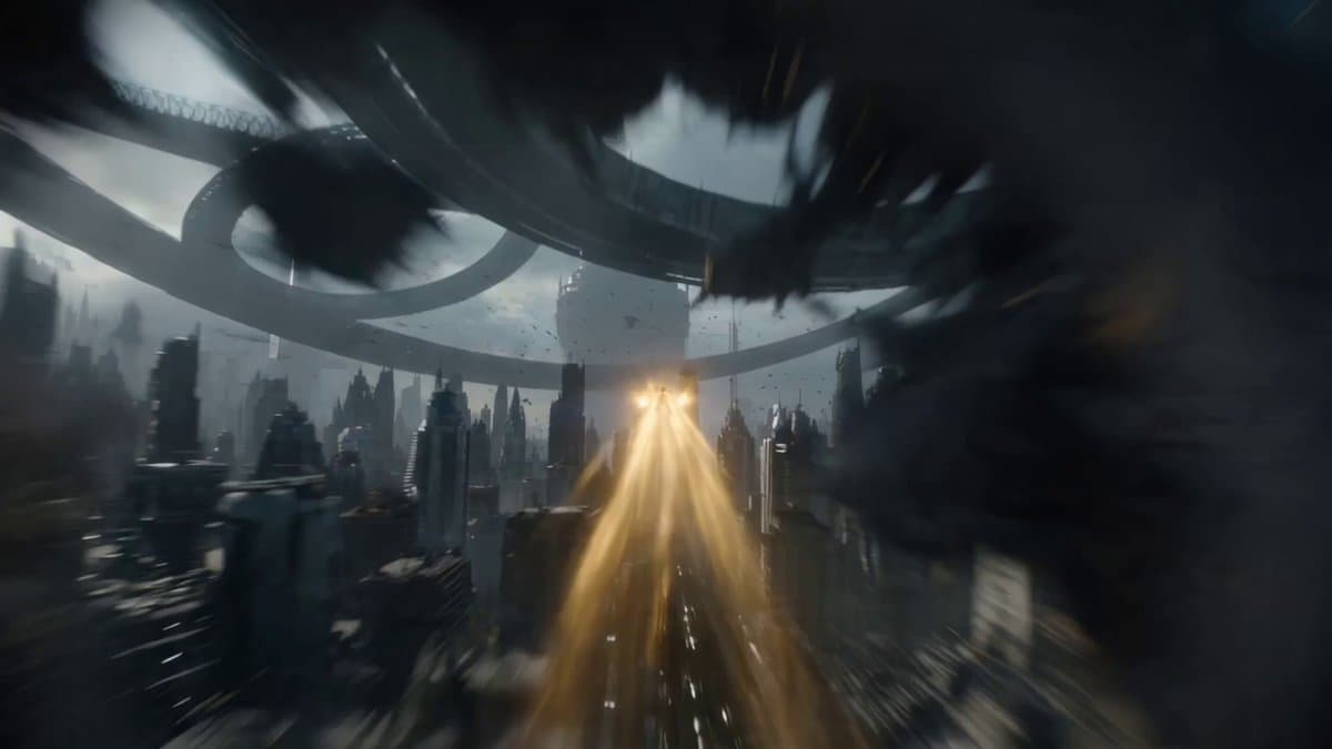 One-Shot Continuous Fall Through Four Layers of Reality