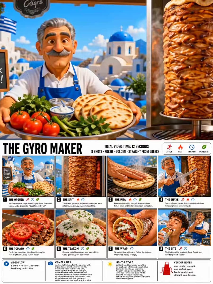 Pixar-Style Greek Gyro Maker Animation