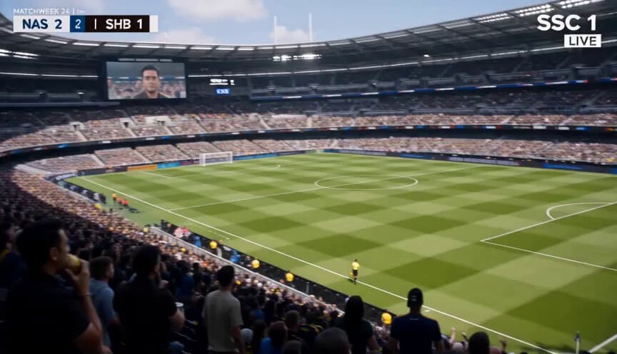 Football Broadcast Fan Goal Scenario