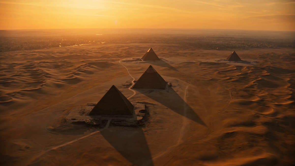 Egyptian Pyramid Sandstorm Aerial