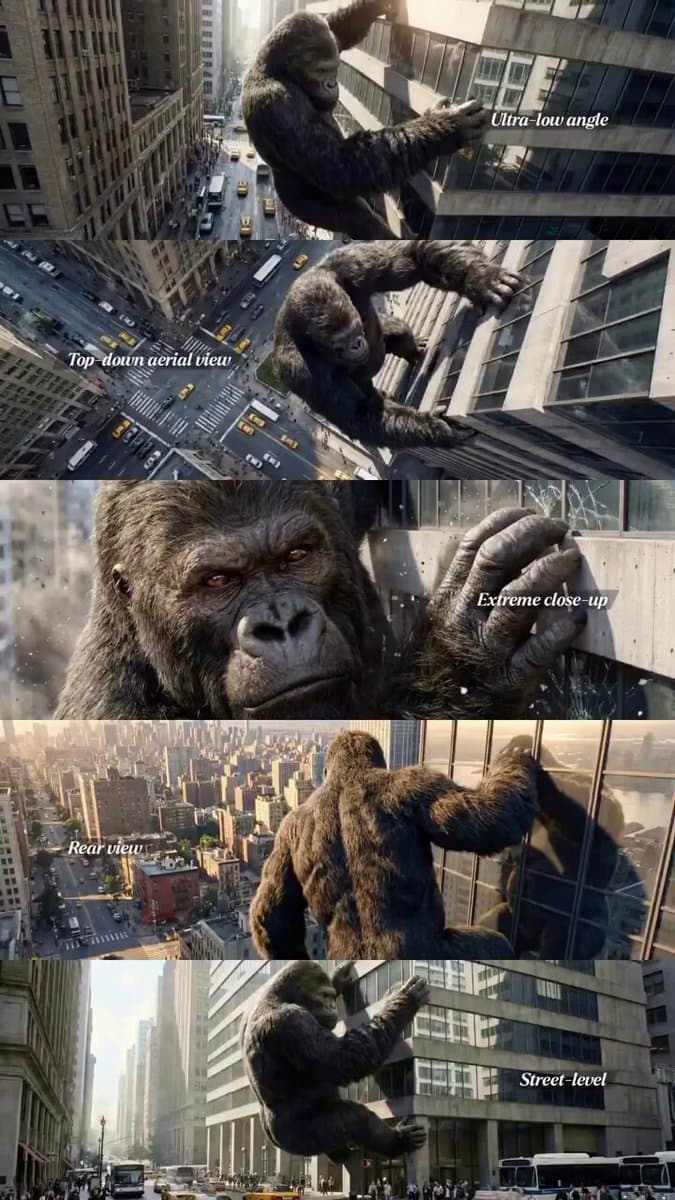 Gorilla Skyscraper Climb Cinematic JSON Prompt