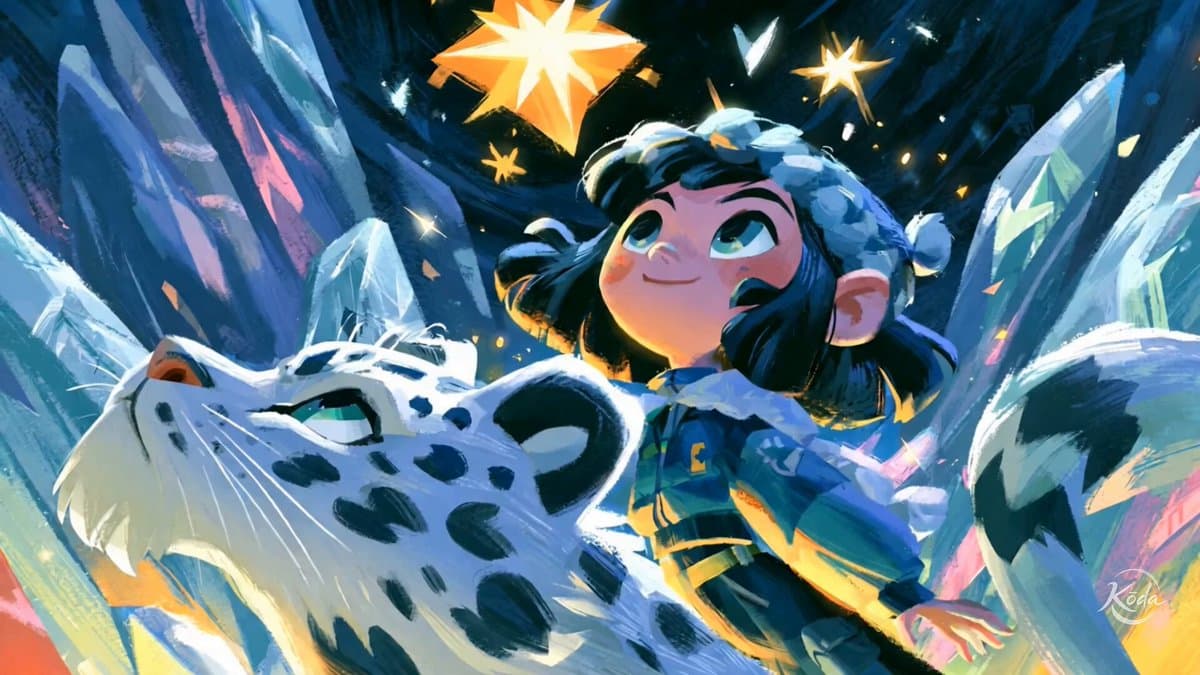 Girl and White Mountain Lion Action