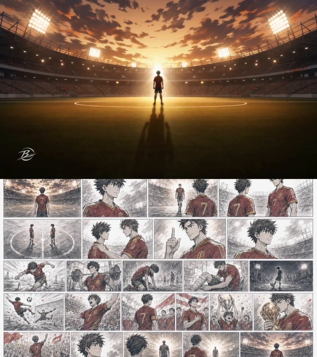 Anime Football Player Emotional Journey