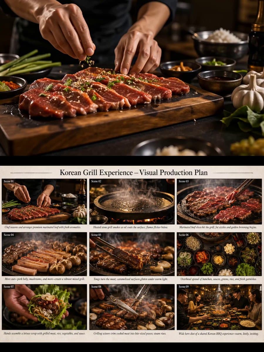 Korean BBQ Culinary Cooking Sequence