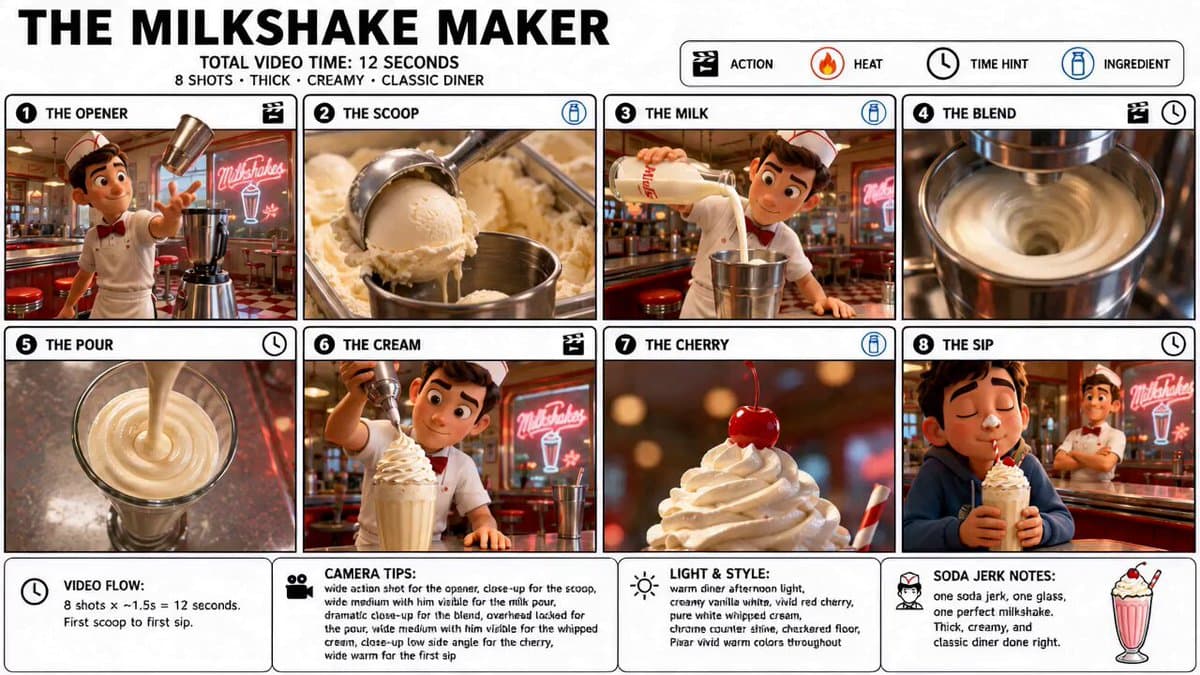 Pixar Style Milkshake Storyboard Animation
