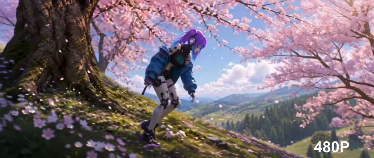 Cinematic Anime Cyborg Running Scene