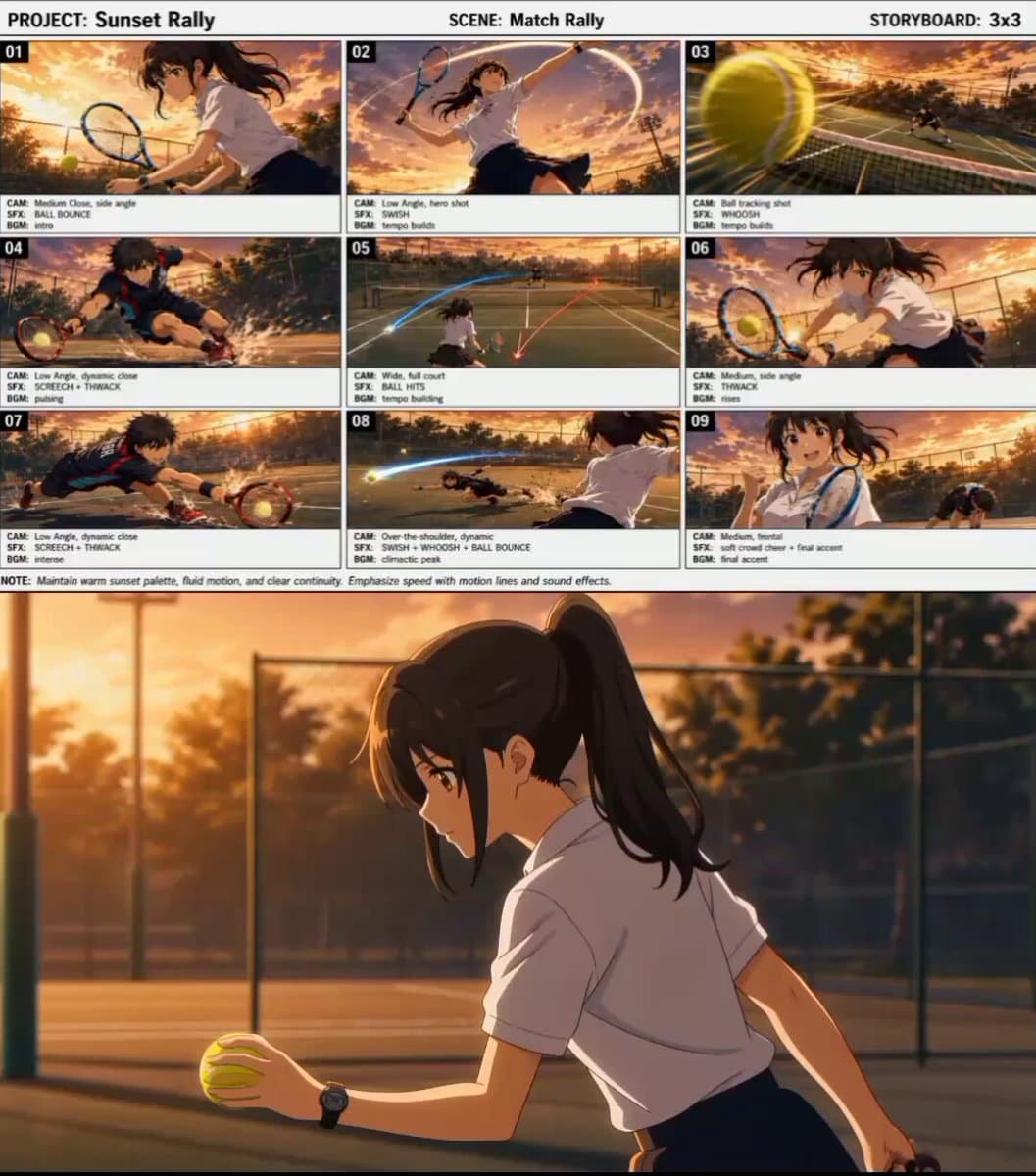 Cinematic Anime Tennis Match