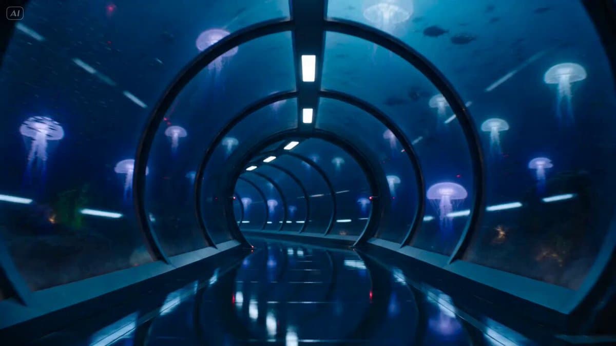 Underwater Glass Tunnel Action Sequence