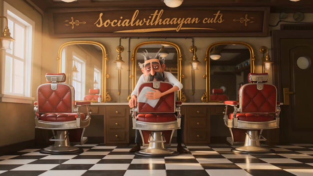 Pixar Style Barber Shop Animation