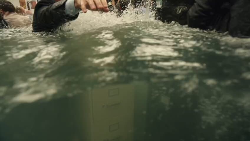 Slow Motion Office Flood Chaos